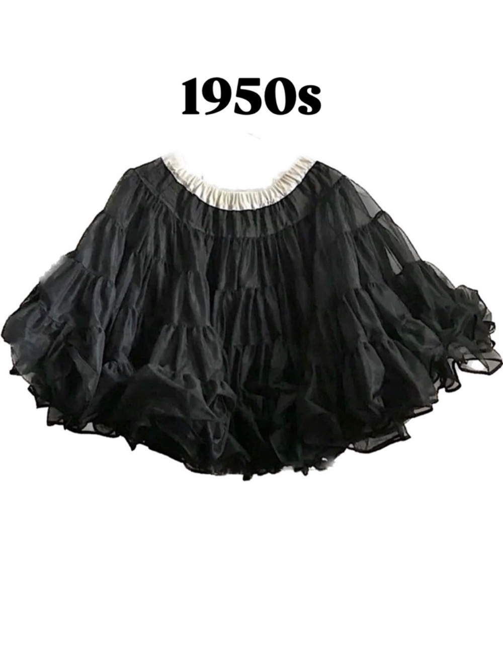 Vintage Partners Please! Black Crinoline Petticoat Square Dance Skirt 50s/60s